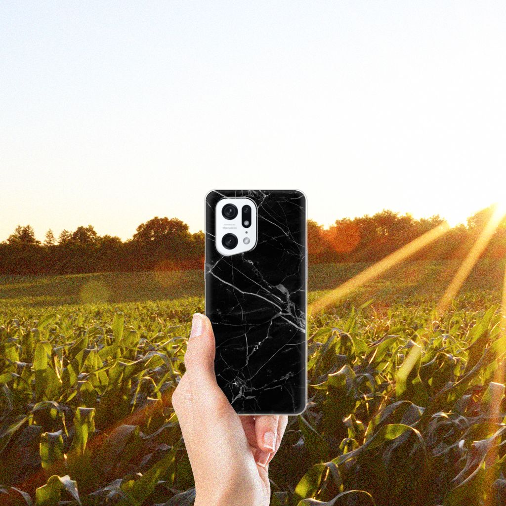 OPPO Find X5 Pro TPU Siliconen Hoesje Marmer Zwart - Origineel Cadeau Vader B2C Telecom