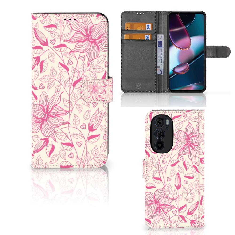 Motorola Edge 30 Pro Hoesje Pink Flowers