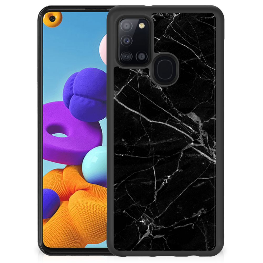 Samsung Galaxy A21s Gripcase Marmer Zwart - Origineel Cadeau Vader