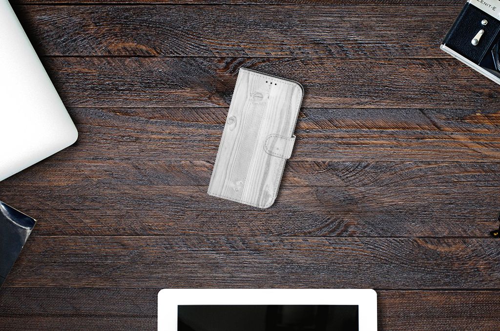 Apple iPhone 13 Book Style Case White Wood