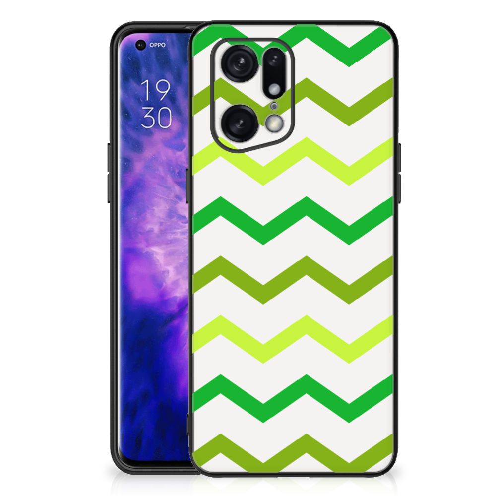 OPPO Find X5 Pro Back Case Zigzag Groen