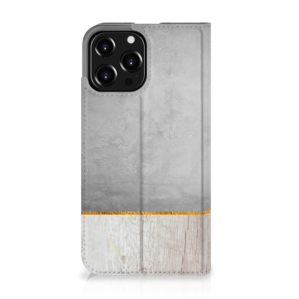 iPhone 13 Pro Max Book Wallet Case Wood Concrete - B2C Telecom