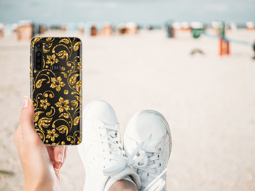 Motorola Moto G8 Power TPU Case Gouden Bloemen B2C Telecom