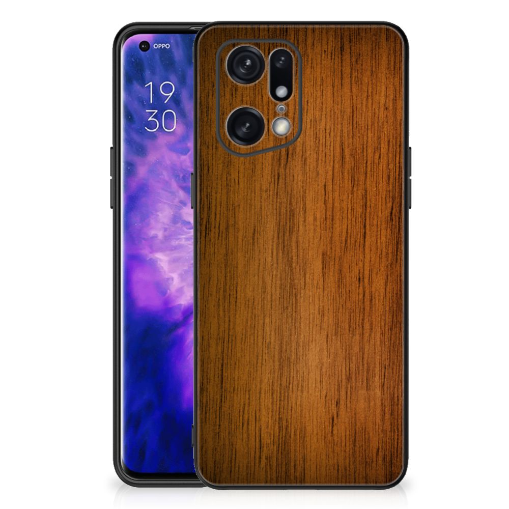 OPPO Find X5 Pro Houten Print Telefoonhoesje Donker Hout