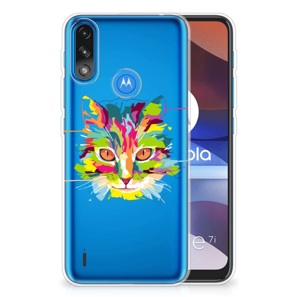 Motorola Moto E7/E7i Power Telefoonhoesje met Naam Cat Color