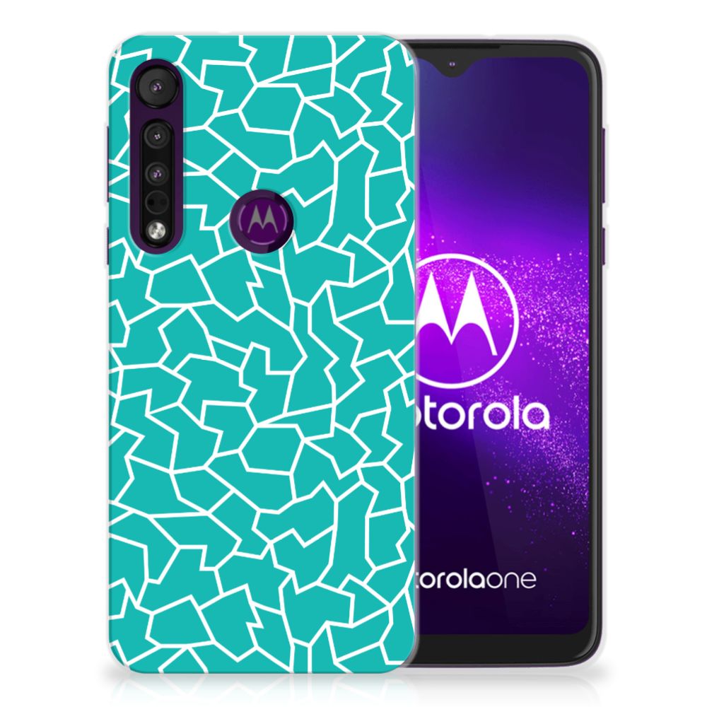 Motorola One Macro Hoesje maken Cracks Blue