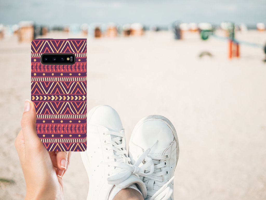 Samsung Galaxy S10 Hoesje met Magneet Aztec Paars