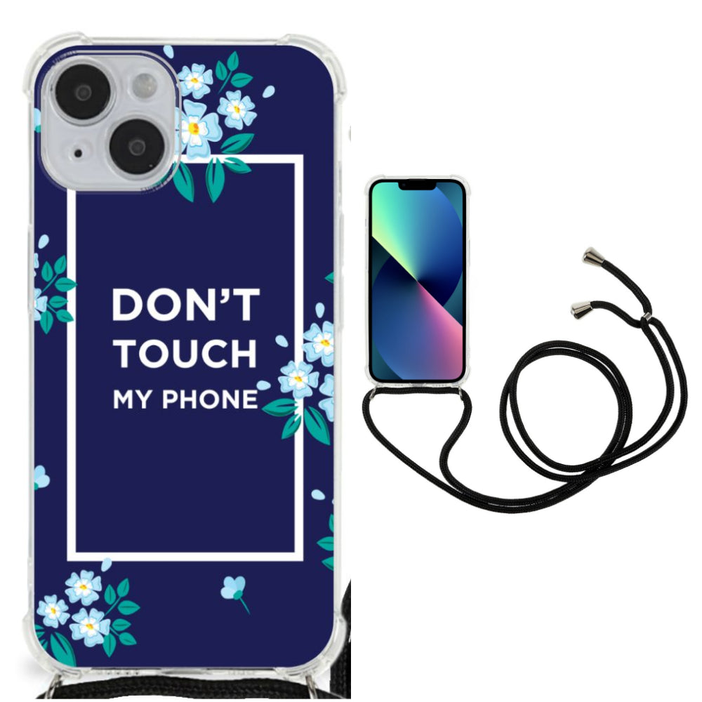 iPhone 14 Anti Shock Case Flowers Blue DTMP