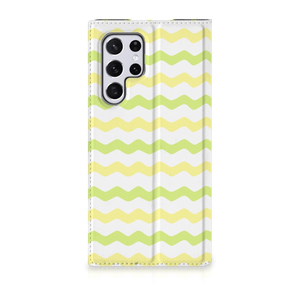 Samsung Galaxy S22 Ultra Hoesje met Magneet Waves Yellow - B2C Telecom