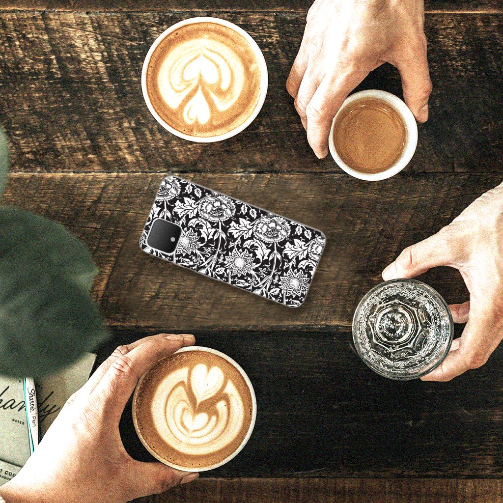 Google Pixel 4 TPU Case Black Flowers