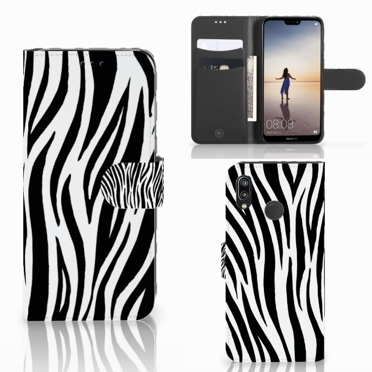 Huawei P20 Lite Telefoonhoesje met Pasjes Zebra