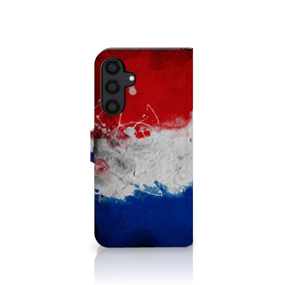 Samsung Galaxy A15 Bookstyle Case Nederland met artistiek design van de Nederlandse vlag.