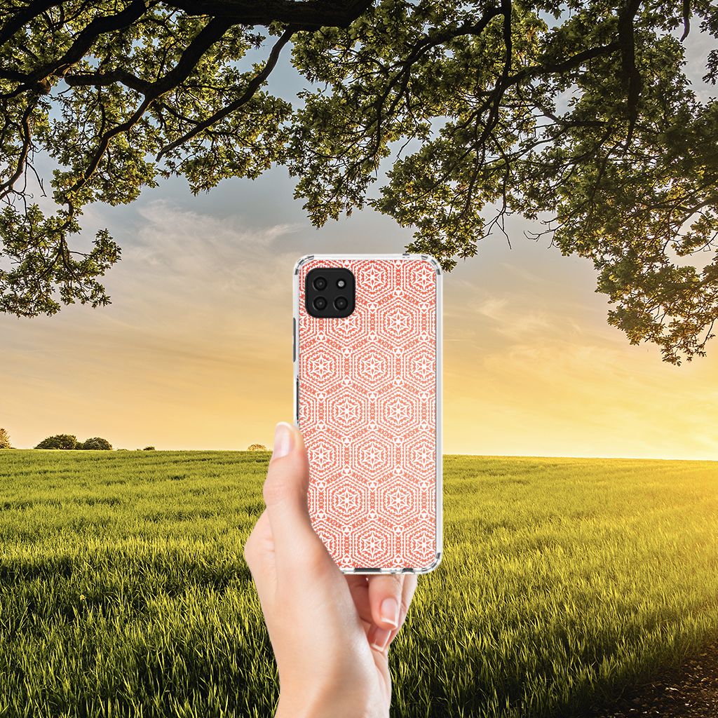 Samsung Galaxy A22 5G Doorzichtige Silicone Hoesje Pattern Orange B2C Telecom