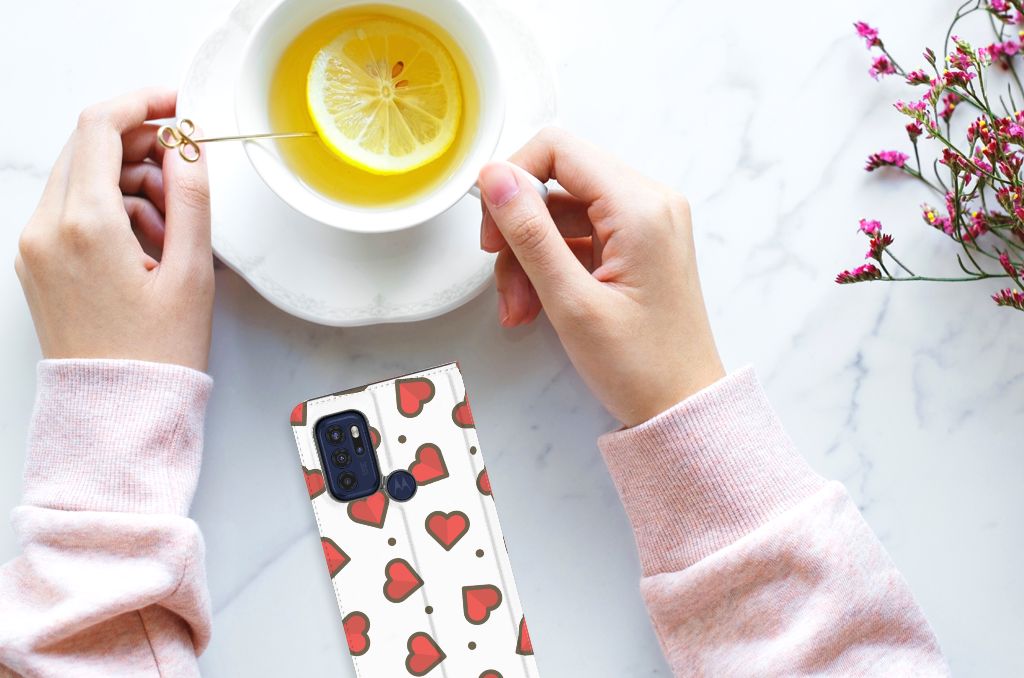 Motorola Moto G60s Hoesje met Magneet Hearts - B2C Telecom