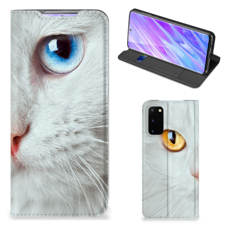 Samsung Galaxy S20 Hoesje maken Witte Kat - B2C Telecom