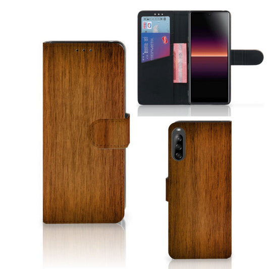 Sony Xperia L4 Book Style Case Donker Hout