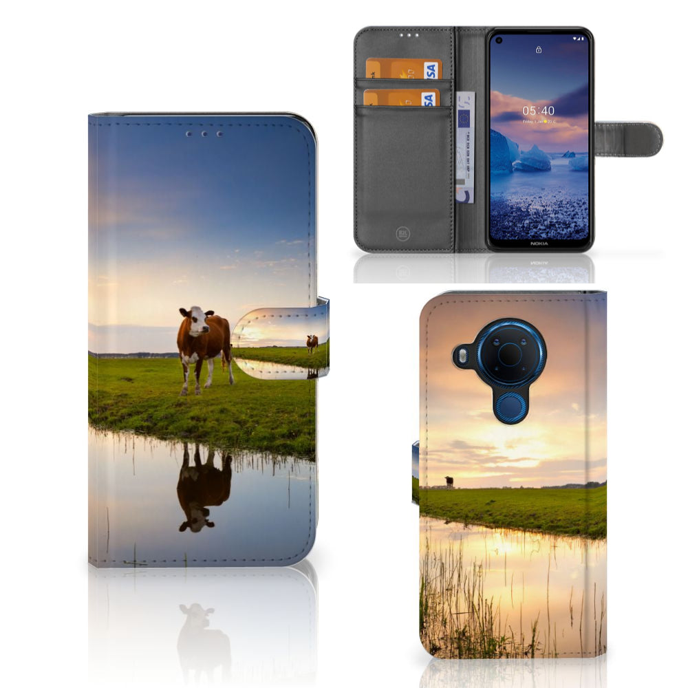 Nokia 5.4 Telefoonhoesje met Pasjes Koe