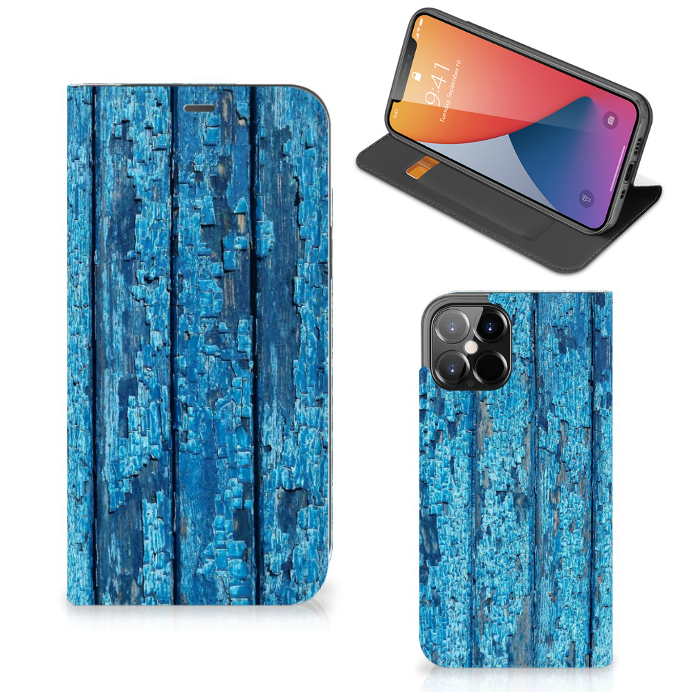 iPhone 12 Pro Max Book Wallet Case Wood Blue - B2C Telecom