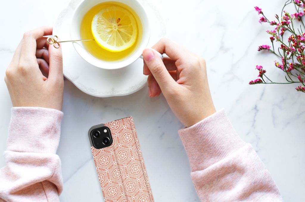 iPhone 13 Mini Hoesje met Magneet Pattern Orange - B2C Telecom
