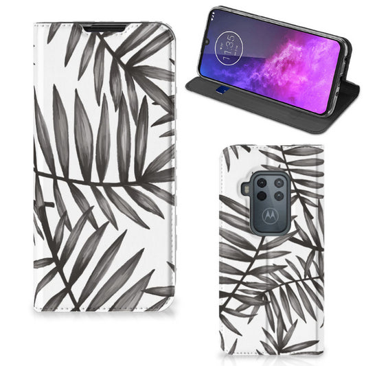 Motorola One Zoom Smart Cover Leaves Grey