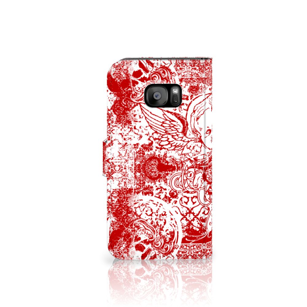 Telefoonhoesje met Naam Samsung Galaxy S7 Edge Angel Skull Rood