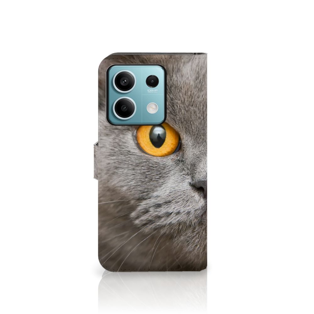 Telefoonhoesje met Pasjes Xiaomi Redmi Note 13 5G Britse Korthaar met opvallende kattekening.