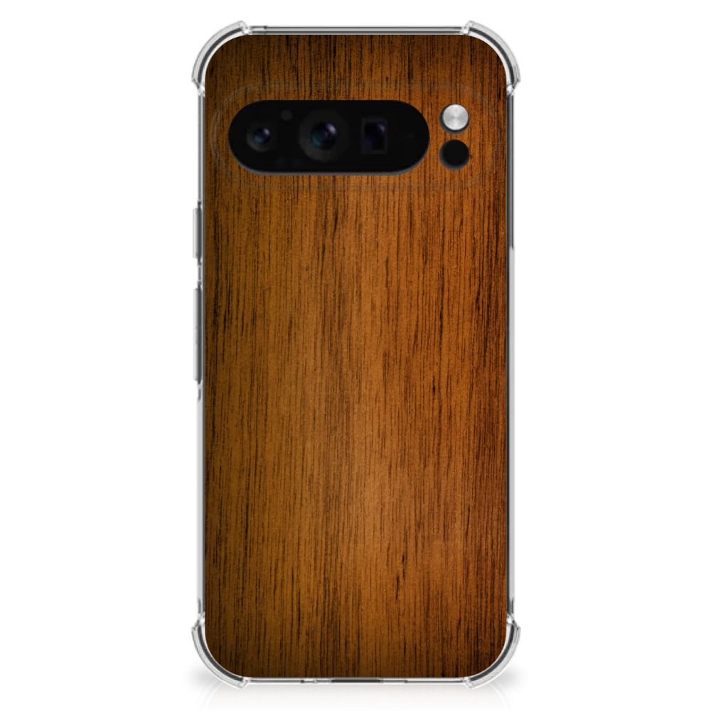 Google Pixel 9 Pro XL Stevig Telefoonhoesje Donker Hout