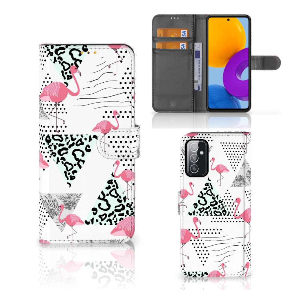Samsung Galaxy M52 Telefoonhoesje met Pasjes Flamingo Triangle
