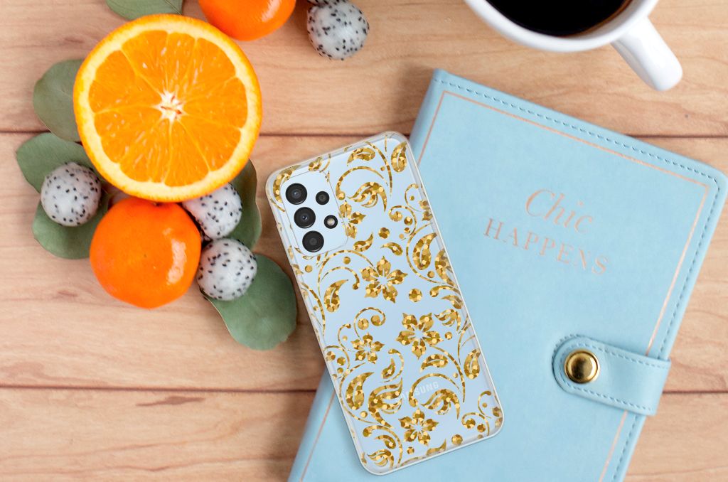 Samsung Galaxy A13 4G TPU Case Gouden Bloemen B2C Telecom