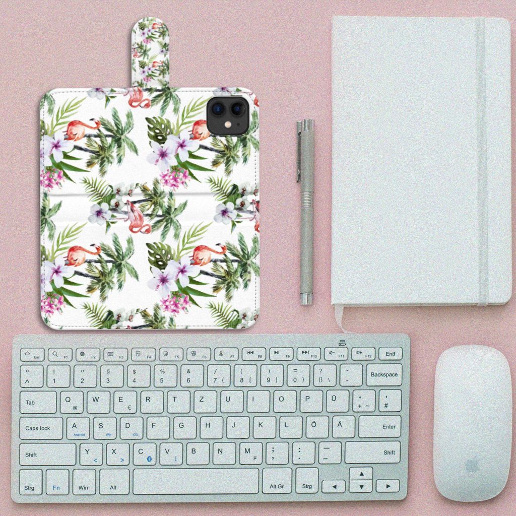 Apple iPhone 11 Telefoonhoesje met Pasjes Flamingo Palms