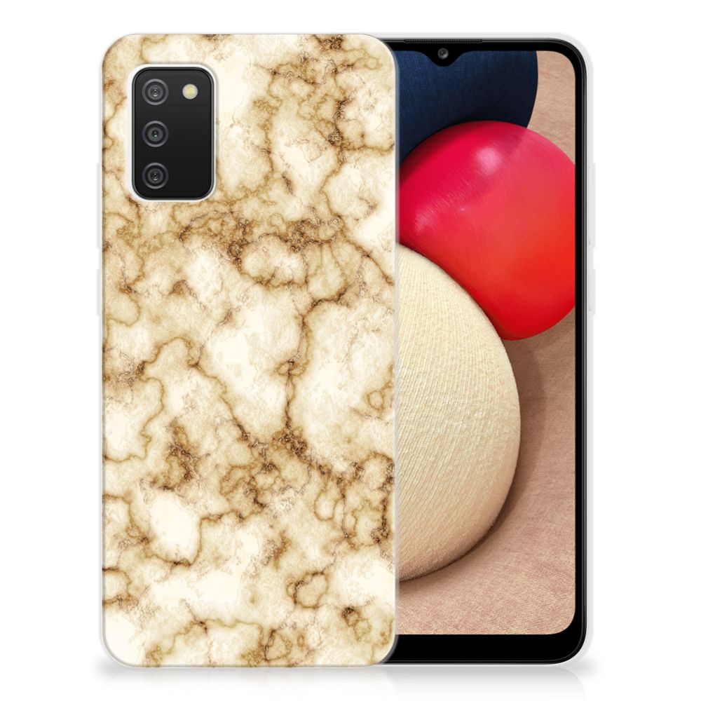 Samsung Galaxy A02s TPU Siliconen Hoesje Marmer Goud B2C Telecom