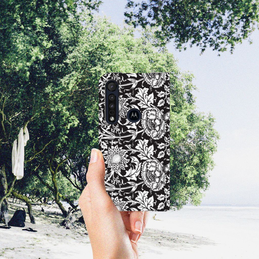 Motorola G8 Plus Smart Cover Black Flowers - B2C Telecom
