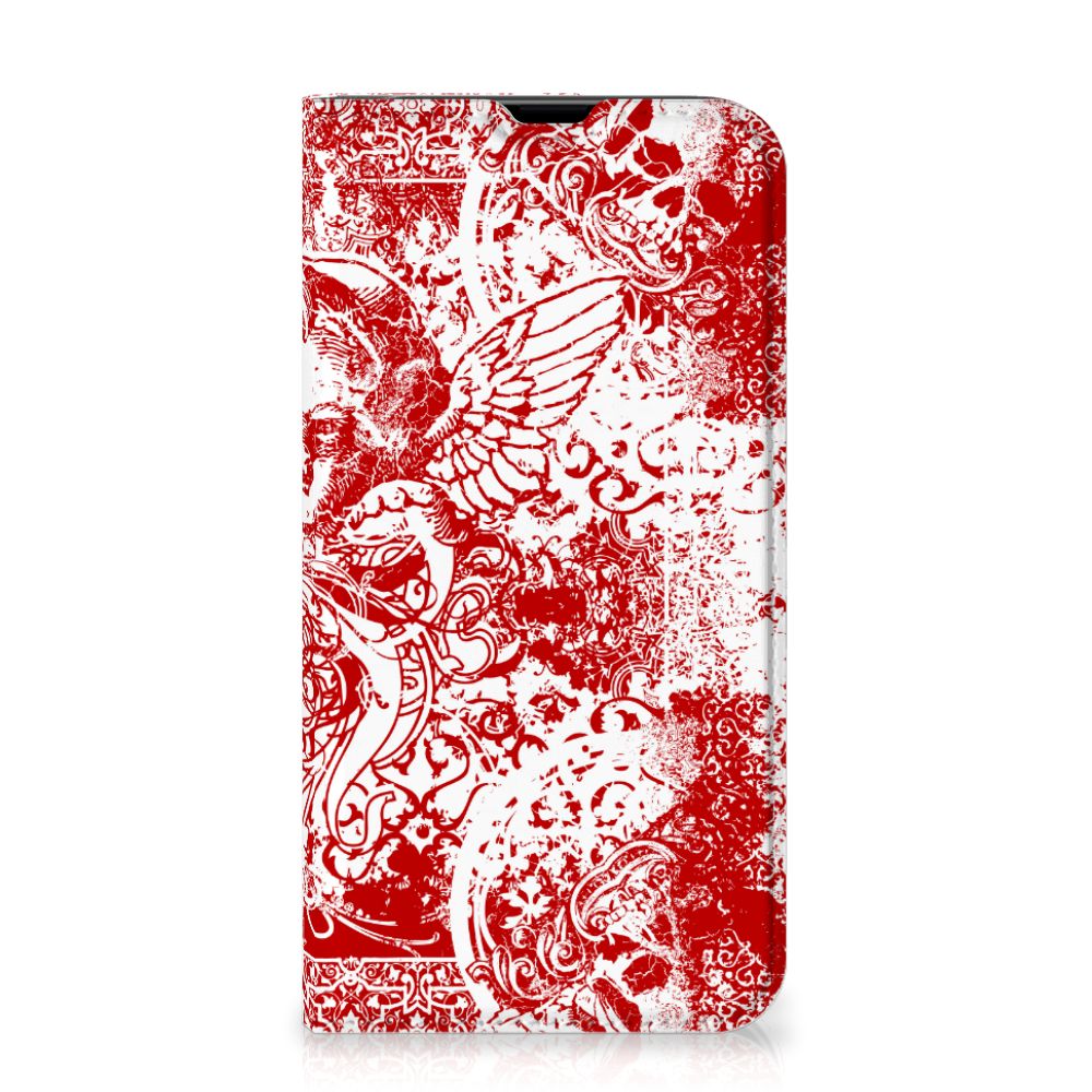 Mobiel BookCase iPhone 13 Pro Angel Skull Rood - B2C Telecom