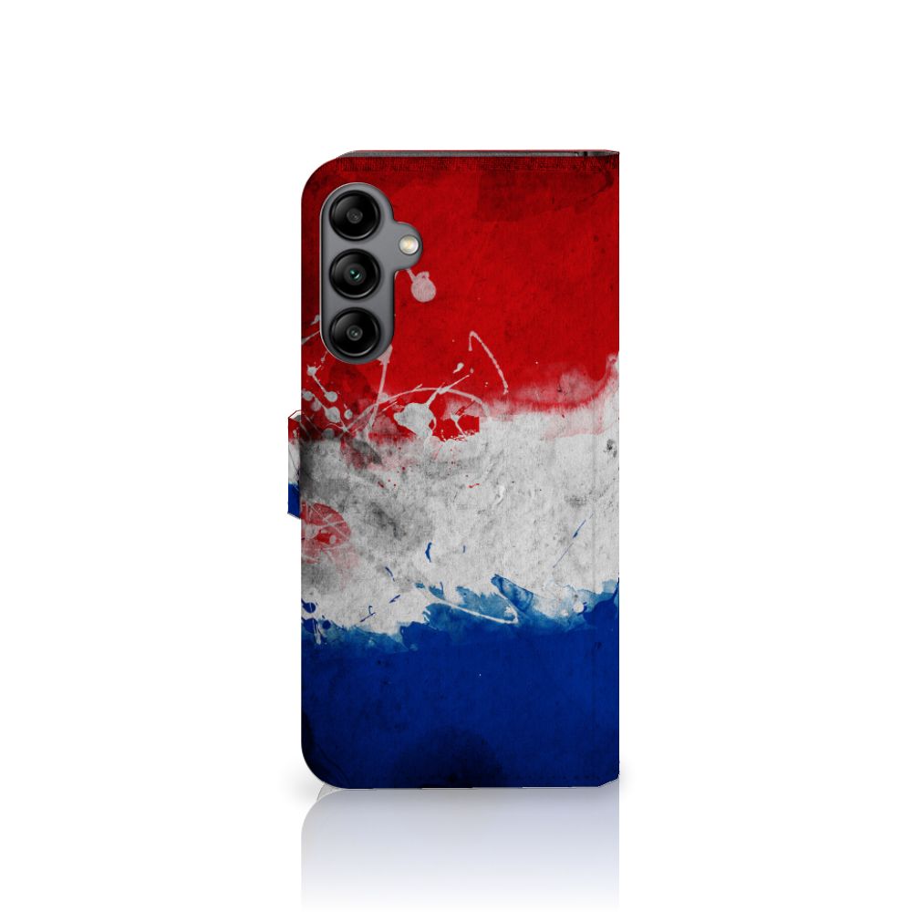 Samsung Galaxy A34 Bookstyle Case Nederland met artistiek design van de Nederlandse vlag.