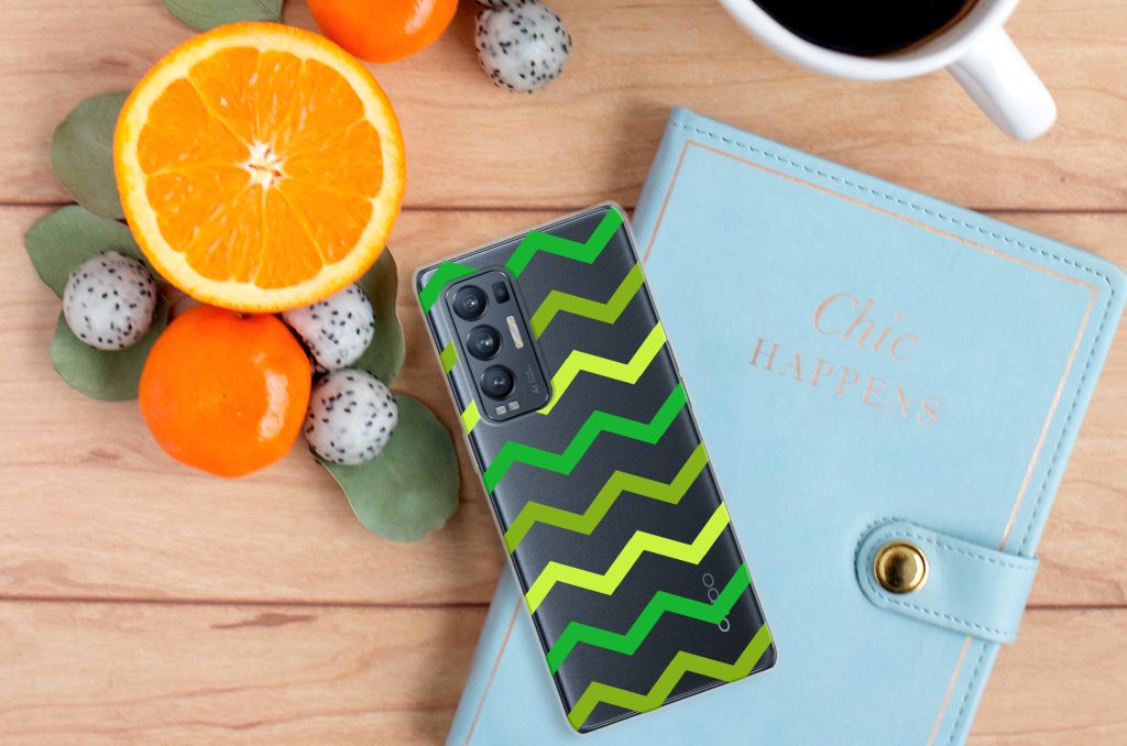 OPPO Find X3 Neo TPU bumper Zigzag Groen B2C Telecom