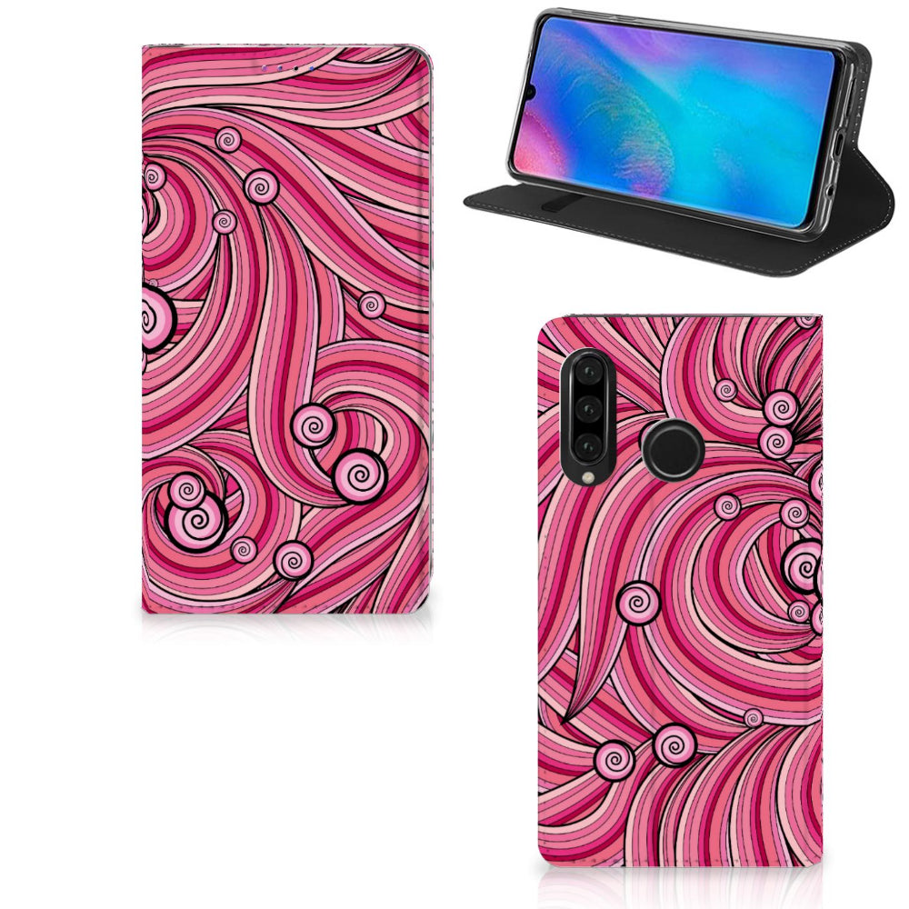 Huawei P30 Lite New Edition Bookcase Swirl Pink