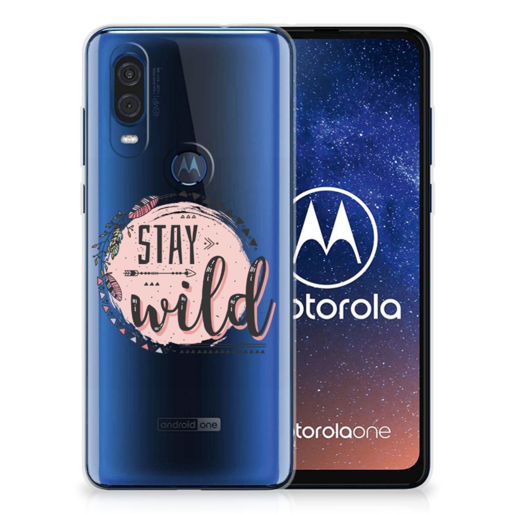 Motorola One Vision Telefoonhoesje met Naam Boho Stay Wild