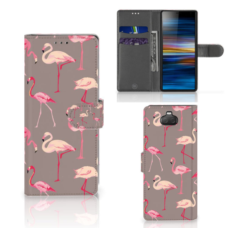 Sony Xperia 10 Telefoonhoesje met Pasjes Flamingo