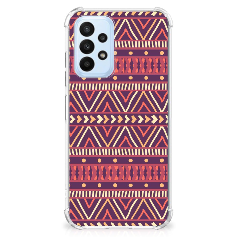 Samsung Galaxy A23 Doorzichtige Silicone Hoesje Aztec Paars - B2C Telecom