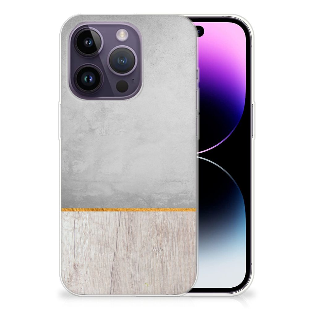 Apple iPhone 14 Pro Bumper Hoesje Wood Concrete B2C Telecom