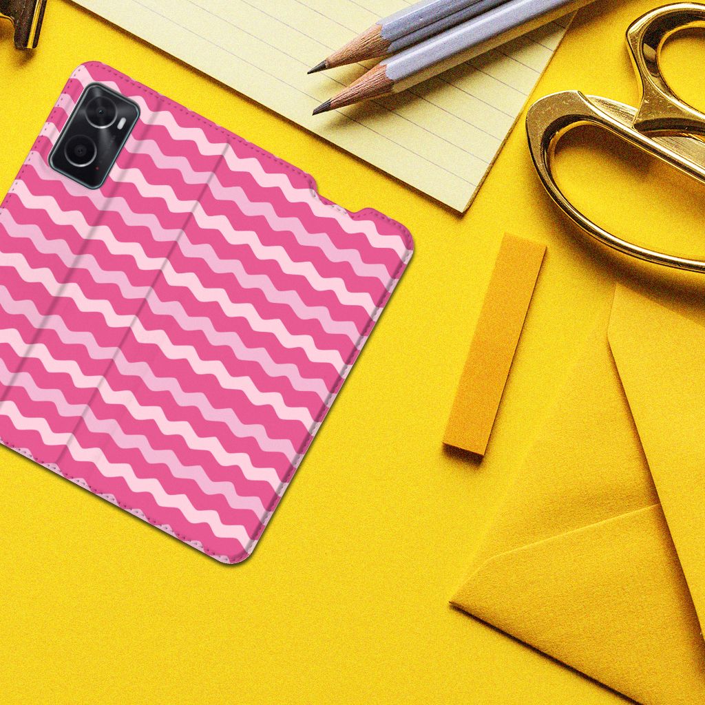 OPPO A96 | A76 Hoesje met Magneet Waves Pink - B2C Telecom
