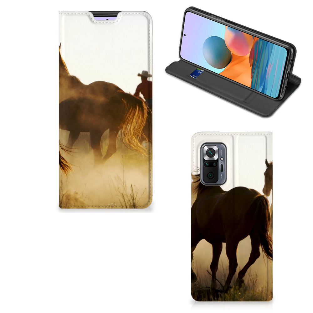 Xiaomi Redmi Note 10 Pro Hoesje maken Design Cowboy met paardenprint, stijlvolle smartphone hoesjes voor paardenliefhebbers.