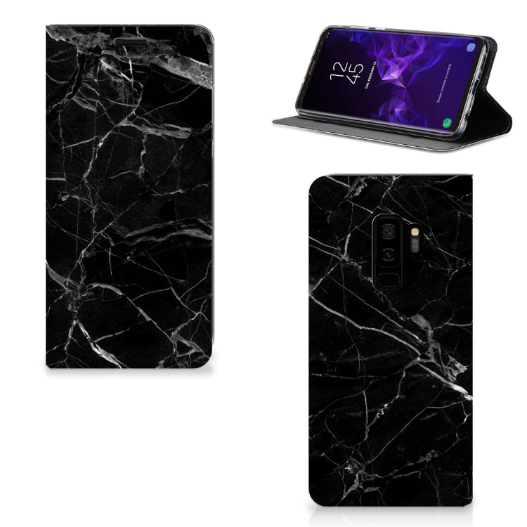 Samsung Galaxy S9 Plus Standcase Marmer Zwart - Origineel Cadeau Vader