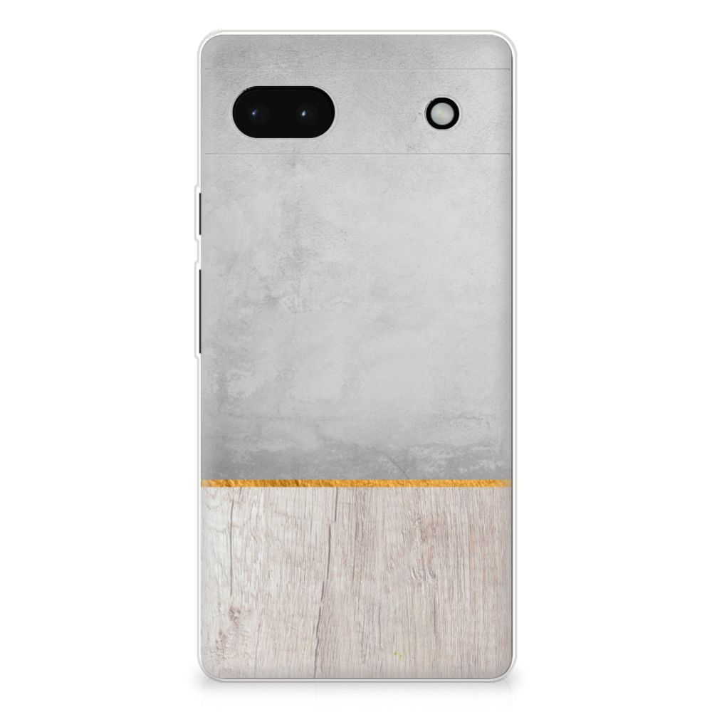 Google Pixel 6A Bumper Hoesje Wood Concrete