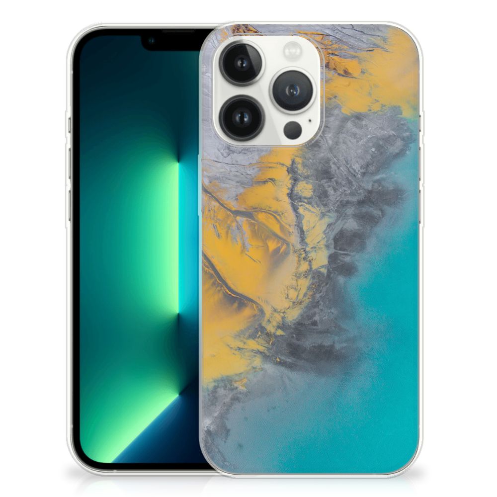 iPhone 13 Pro Max TPU Siliconen Hoesje Marble Blue Gold B2C Telecom