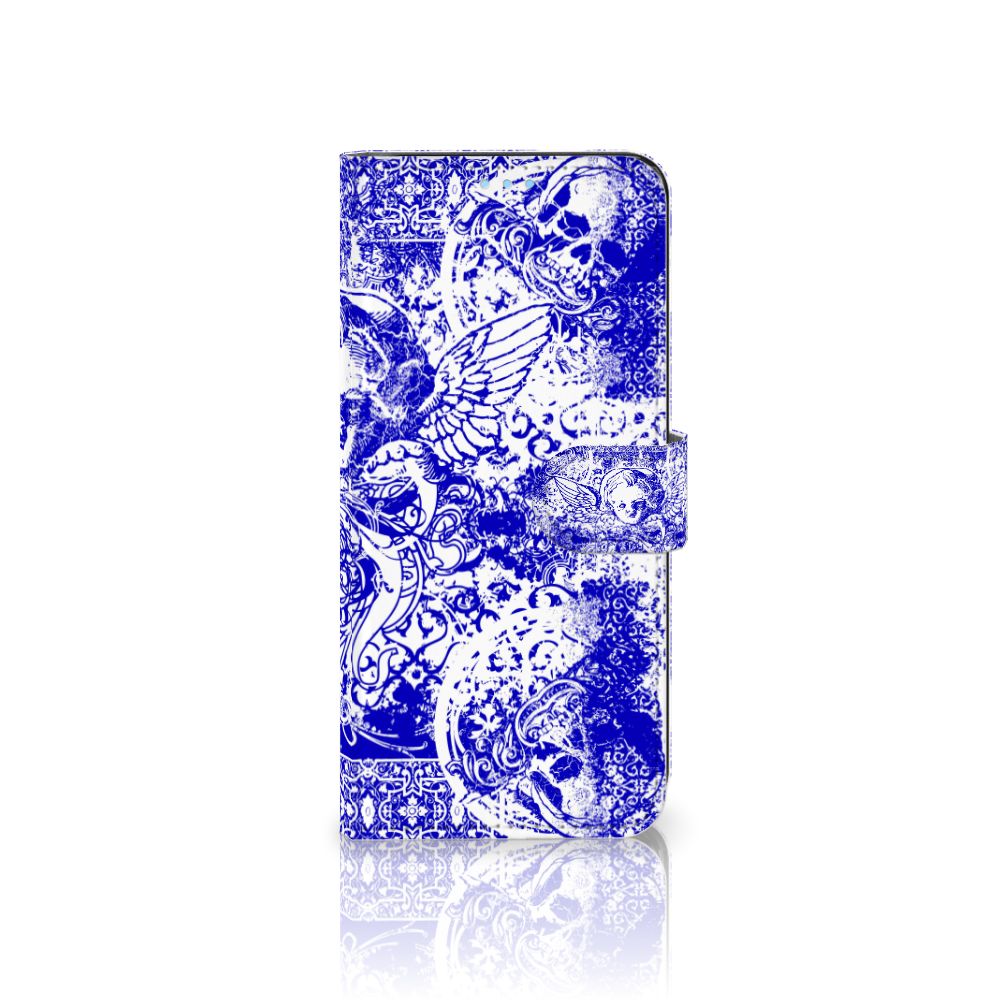 Telefoonhoesje met Naam OPPO A74 4G Angel Skull Blauw
