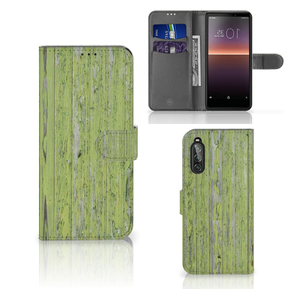 Sony Xperia 10 II Book Style Case Green Wood