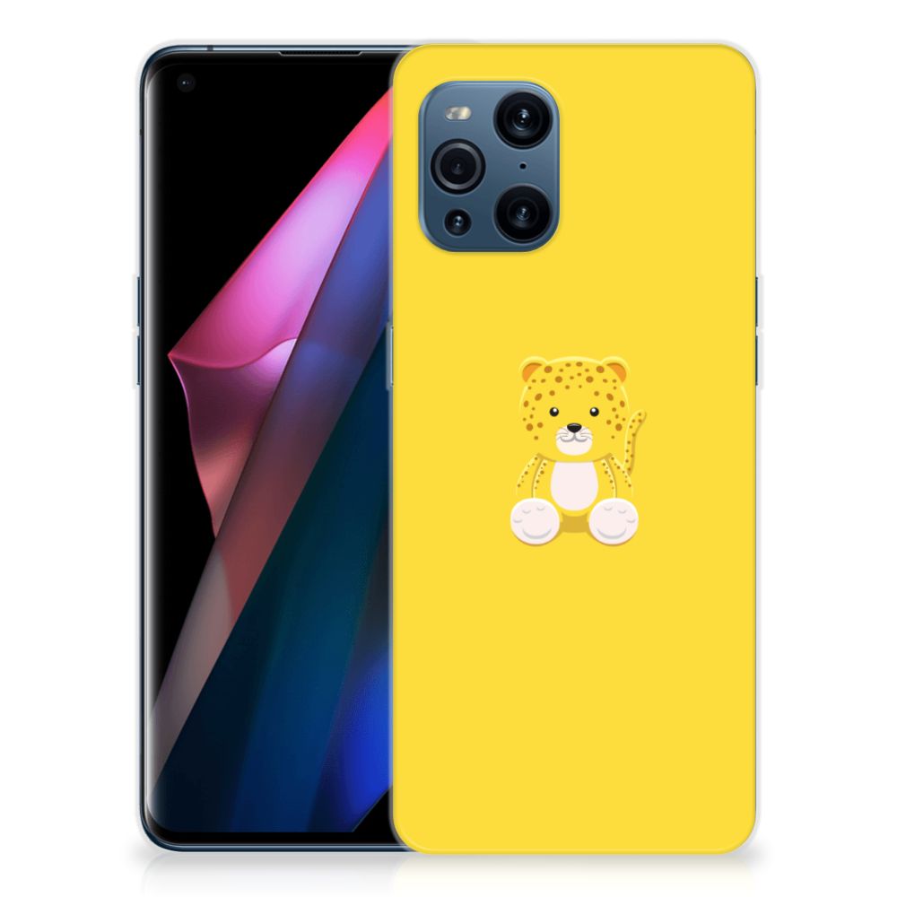 OPPO Find X3 | X3 Pro Telefoonhoesje met Naam Baby Leopard