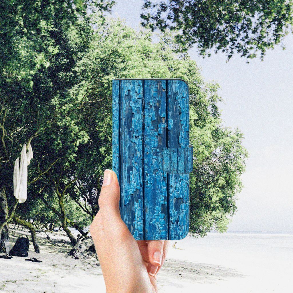 Samsung Galaxy A73 5G Book Style Case Wood Blue