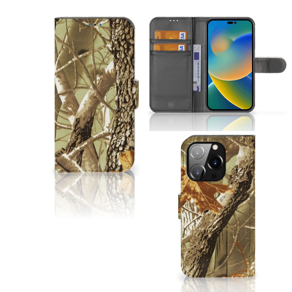 iPhone 14 Pro Hoesje Wildernis met natuurdesign van takken en bladeren, perfect voor natuurliefhebbers.